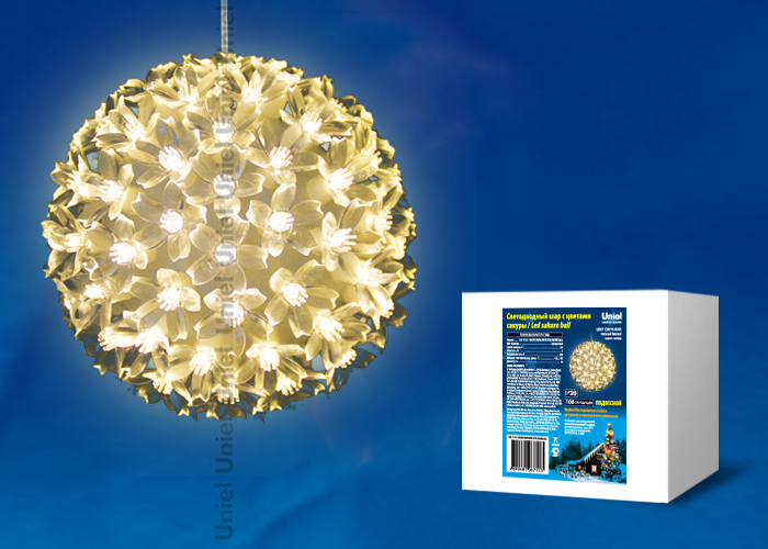 ULD-H1515-100/DTA WHITE IP20 SAKURA BALL Фигура светодиодная «Шар с цветами сакуры», с контроллером,